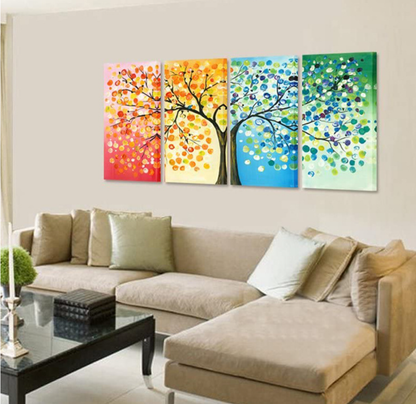 Tree of Life Artwork with Seasons - Abstract Canvas Set
