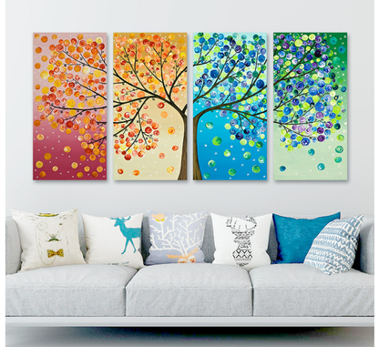 Tree of Life Artwork with Seasons - Abstract Canvas Set